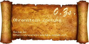 Ohrenstein Zselyke névjegykártya